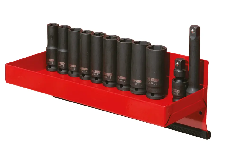 Présentoir de 10 douilles longues à chocs 6 pans 1/2", 12 à 22 mm - KSTOOLS - 515.0612
