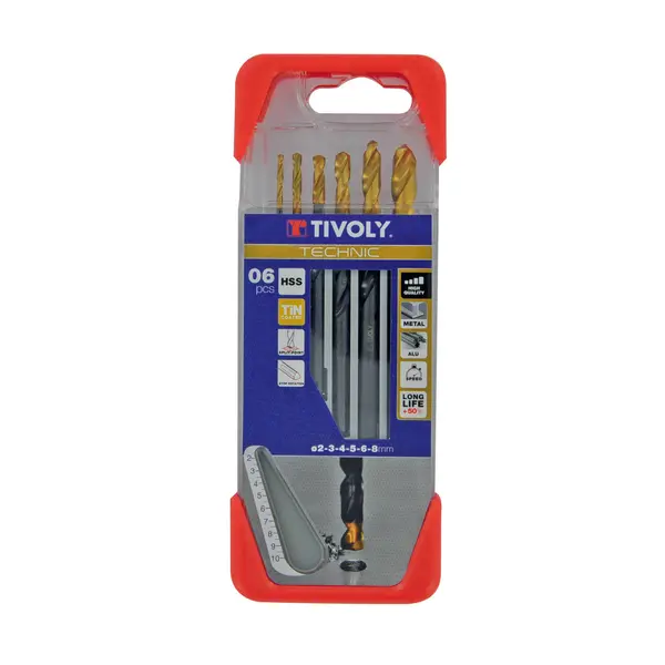 6 forets métaux HSS STEAM TiN taillés meulés pointe en croix queue à 3 méplats - TIVOLY - 11453170002