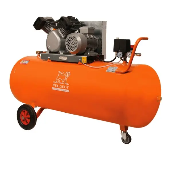 Compresseur à piston 2,2 KW -200 Litres -25 m3/h - 400V triphasé - Bicylindre en V - PEUGEOT - PCAP200VT25