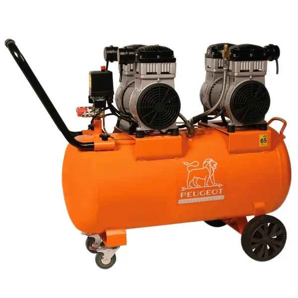 Compresseur à piston 2x1,2 KW -80 Litres -24,2 m3/h - 230V -Silencieux 65Db - PEUGEOT - PCAP80SH24