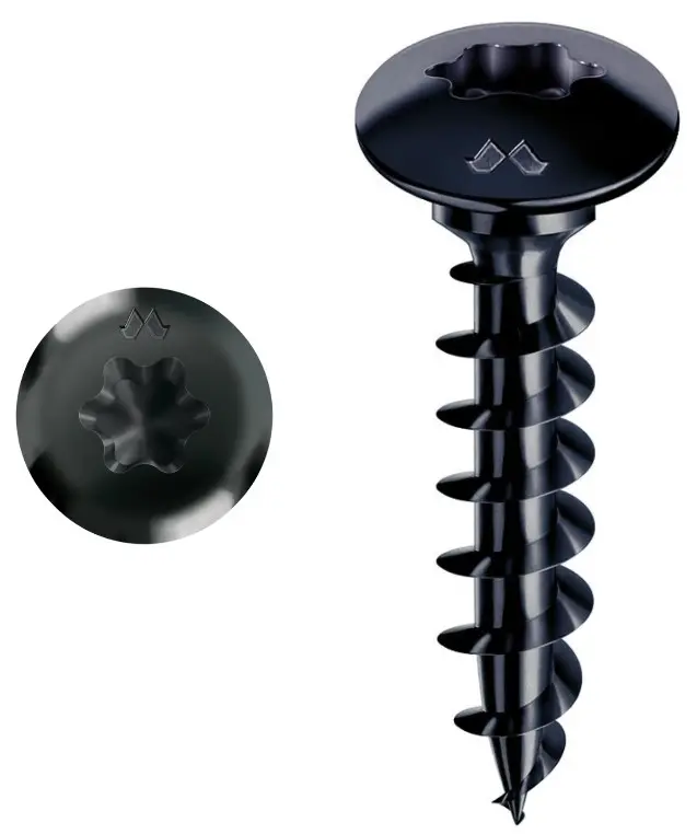 Vis Panelvit FC Tête de penture - Torx - Ø6x50mm - MUSTAD - Zingué noir - Boite de 200 - PV029A600500KNC
