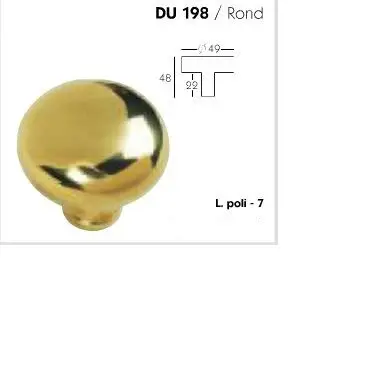 Bouton de porte simple rond  Réf 198 Laiton