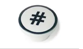 Bouton bois rond 38mm   "HASHTAG"