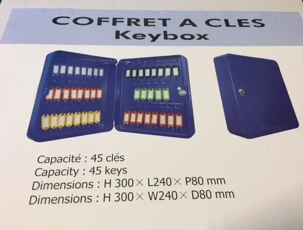 Boîte à clés 45 crochets beige Keybox