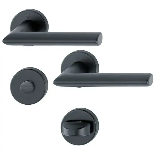 Ensemble de porte STOCKHOLM   Epoxy Noir  HOPPE-+ Paire de rosaces a condamnation