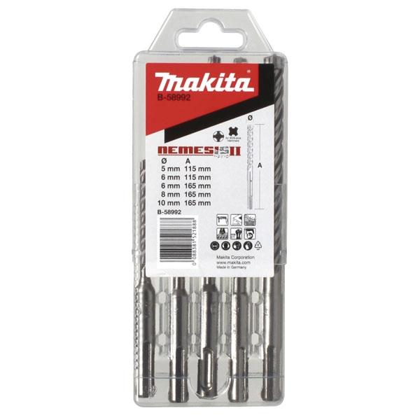Coffret 5 Forets MAKITA SDS-Plus 4 taillants TCT NEMESIS II - B-58992