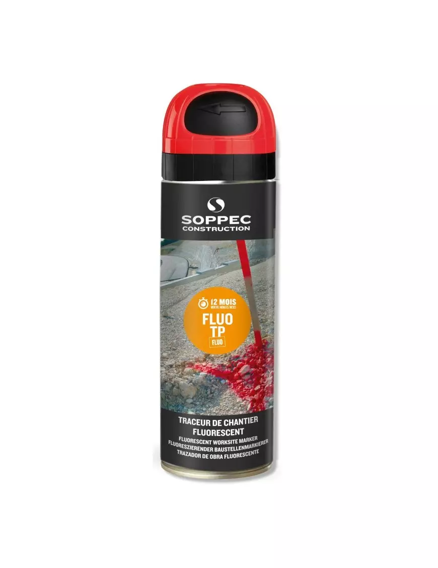 Aérosol traceur chantier rouge fluo 500ml - SOPPEC - 141913O