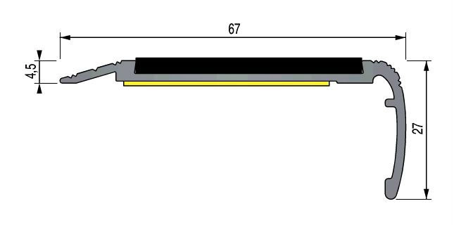 Nez de marche B1 A pose rapportée 3M - alu brossé lg.1 m - 2500000