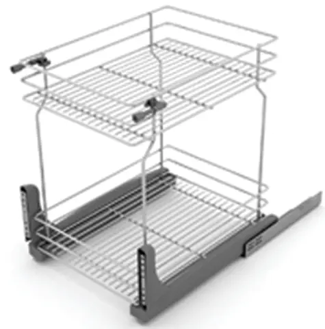 Combiné bas coulissant 2 niveaux fil chromé SIGE pour meuble de 450 x l.414 x p.500 x h.530 soft - 005 HETTICH 450