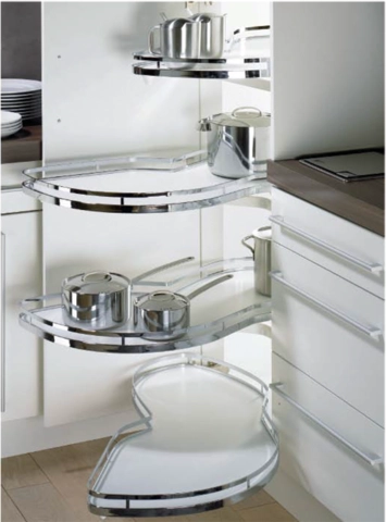 Kit 2 plateaux LEMANS II classic HETTICH - blanc chrome brillant - gauche - antigliss - porte de 600 mm - 9136171