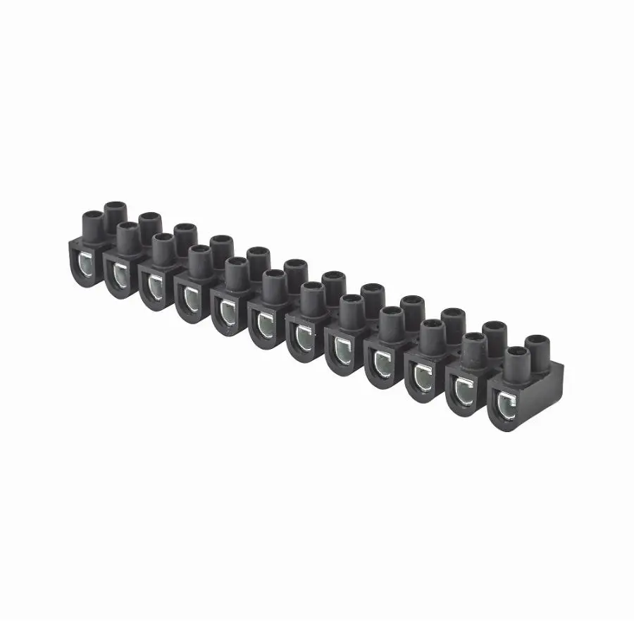 Barrette de connexion 12 plots 10mm² DEBFLEX Noir - 704040