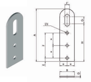 Attache universelle rectangulaire 7404 MONIN - 90 x25 x 1.5 mm - 513950