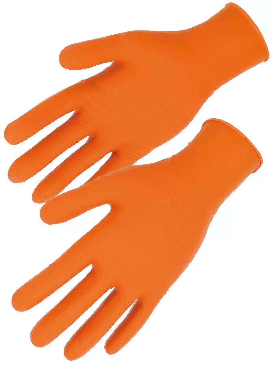 Gant jetable nitrile AQL 1,5 - Boite de 100 - Orange - Finition gaufrée - Ambidextre - SINGER FRERES - AUU7000