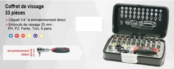 Coffret de douilles 33 Pièces HEXEL XS33