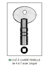 Clé à carré femelle  Ref  86-[Modèle:Carré de 5]