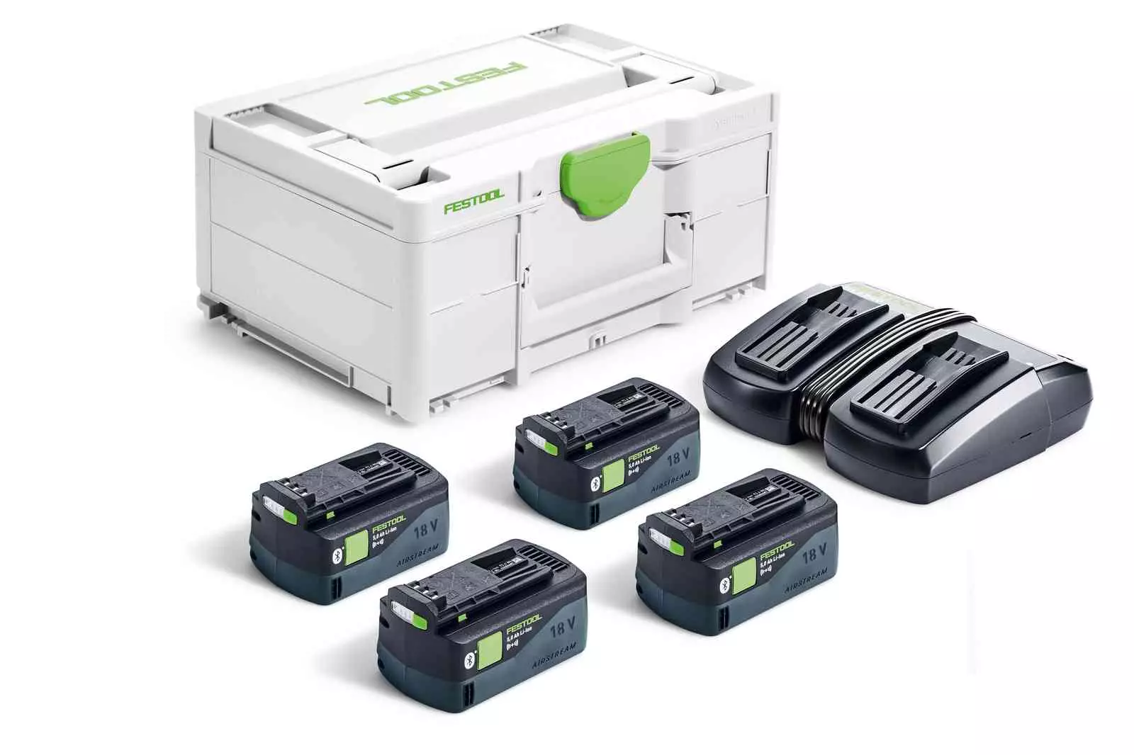 Set énergie SYS 18V  - FESTOOL - avec 4 x batterie BP 18v 5,0Ah - chargeur double - Systainer - 577709