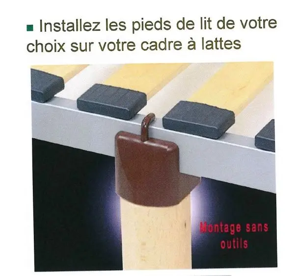 Kit 4 Fixations de pied de lit universelles