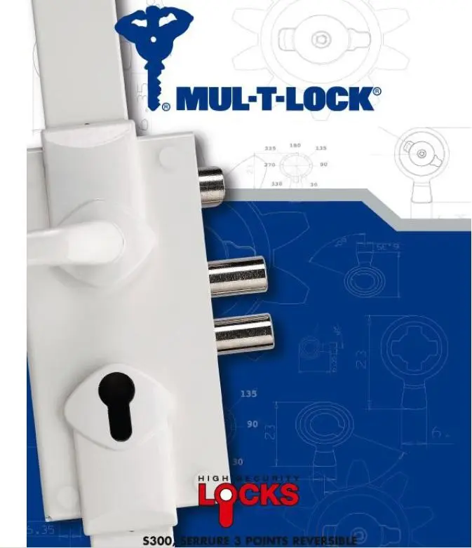 Serrure 3 points S300 MUL-T-LOCK-[Couleur:Blanc]
