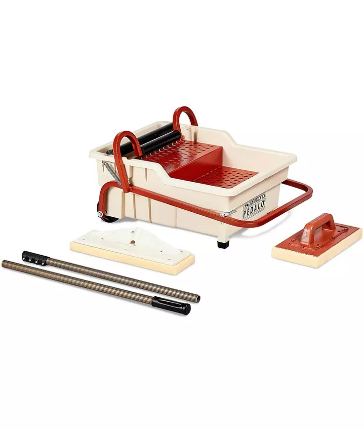 Bac de lavage Pedalo avec 2 frottoirs éponge Sweepex (1 poignée + 1 manche aluminium) - RAIMONDI - 11145