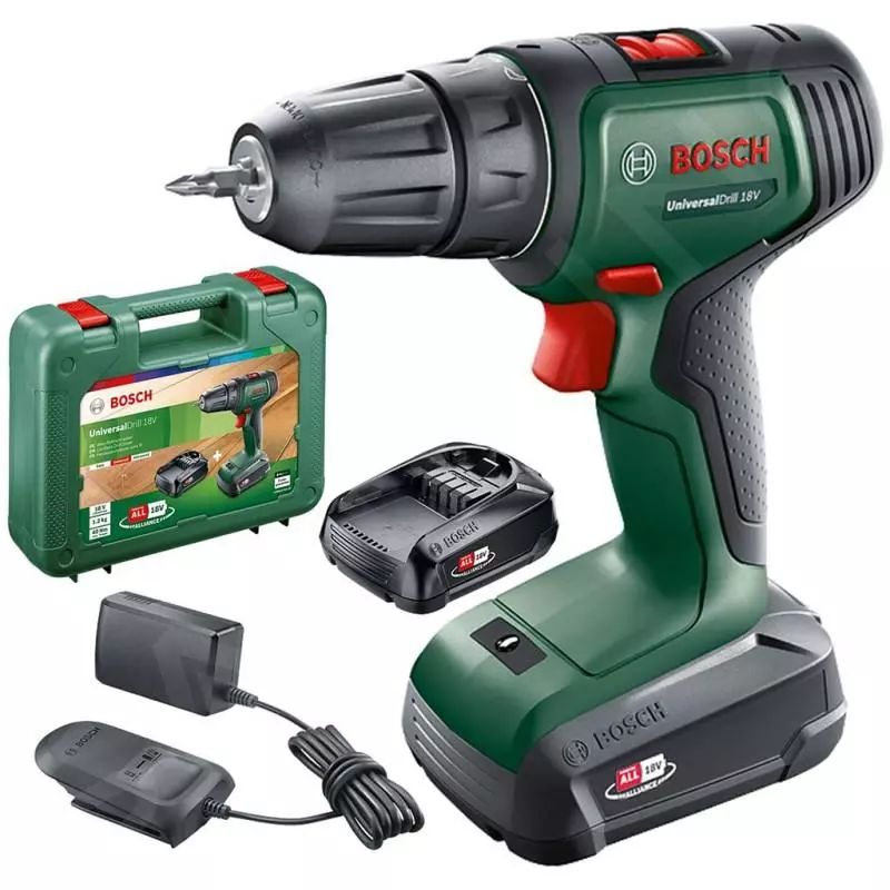 Perceuse-visseuse sans-fil UniversalDrill 18 V - 2 batteries 1,5Ah + Coffret - BOSCH - 06039D4002