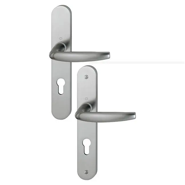 Ensemble de porte plaque large Atlanta HOPPE acier brossé F9 - Clé i - ent.92 C8 mm ép. 68/77 mm - 2824134