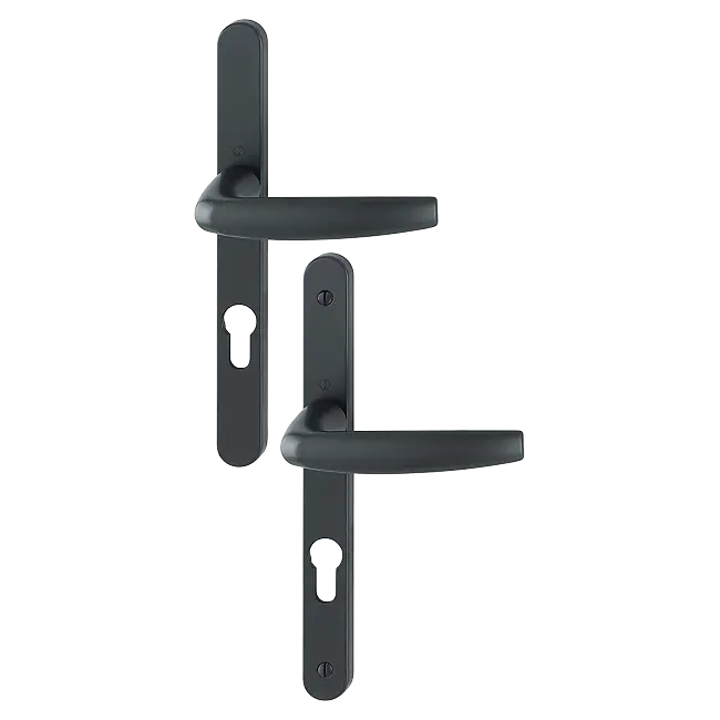 Ensemble de porte-fenêtre plaque étroite Atlanta 1530/300LMSGL HOPPE 195mm Noir 9714 Clé i Entr.92 C.8 - ép.68/77 - 3401168