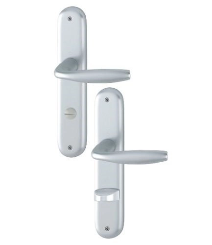 Ensemble de porte sur plaque New york - entr.165mm - WC - aspect inox F9 - 1810/318KN - 3398456