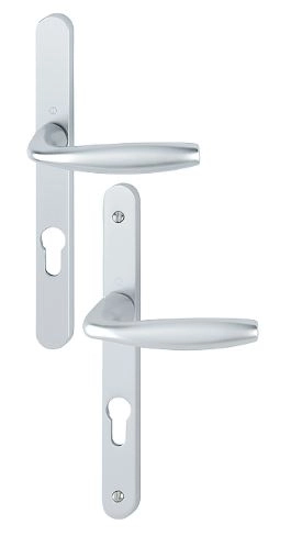 Ensemble sur plaque étroite saillie réduite New York HOPPE 099KH300LMSGL/1810 Inox F9 - Clé i - Mont/Rap/ép.68/77 - 3397875