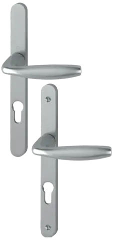 Ensemble de porte plaque étroite New york Clé i aspect inox F9 HOPPE - 1810RH/300LMSGL/1810 - 195mm - entr.7/70 C.7 - 48/57 - 3398093