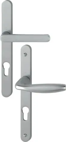 Ensemble de porte plaque étroite New york Clé i aspect inox F9 HOPPE - 099KH/300LMSGL/1810 - 195mm - entr.7/70 C.7 - 58/67 - 3294008