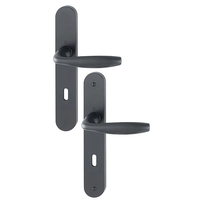 Paire de béquilles sur grande plaque New York HOPPE 1810/300M Noir mat - Clé L - 11803915