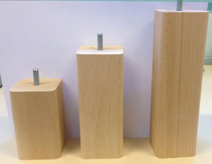 Pied de lit bois carré 60x60