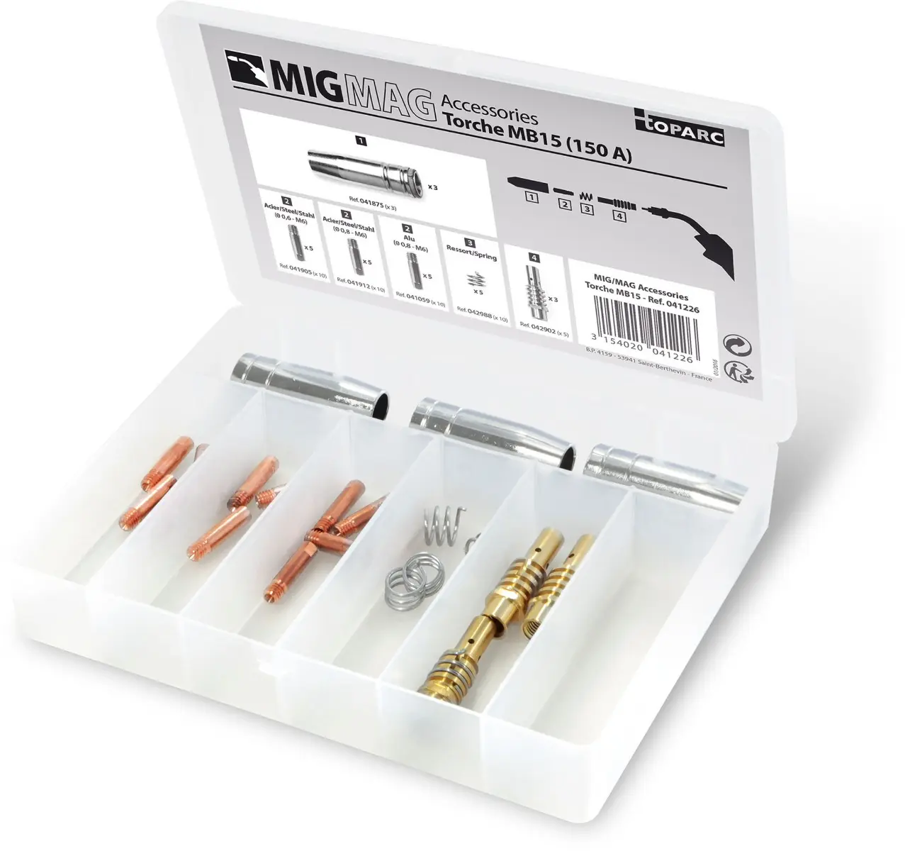 Coffret consommables torche MIG/MAG 150 A (MB15) - 041226