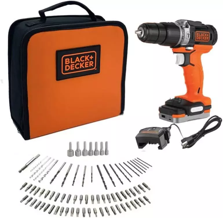 Perceuse visseuse à percussion sans fil 12 V + 80 accessoires + 1 batterie 1,5 Ah + 1 sac de transport - BLACK+DECKER - BDCHD12S1A-QW