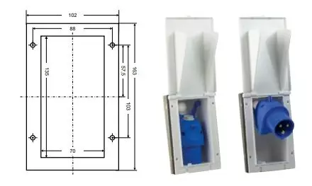 Fiche d'alimentation CEI mono 1PNT/16A/230V escamotable - SCHWABE - 61463