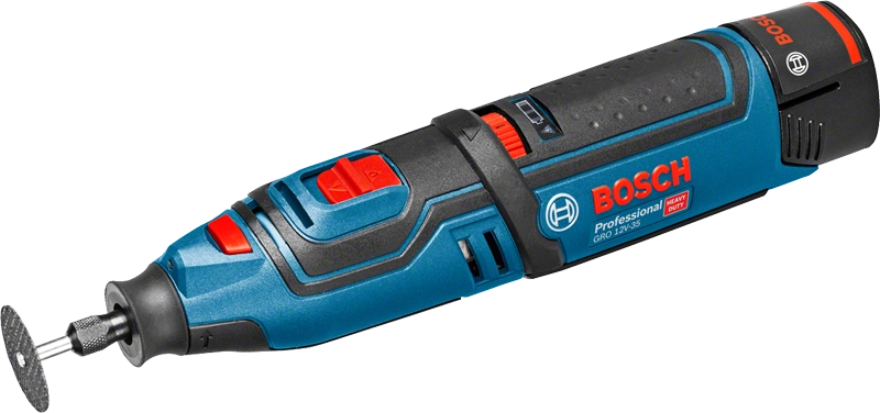 Meuleuse droite BOSCH GRO 12V-35 - 2 batteries 12V 2.0Ah, chargeur, coffret - 06019C5001