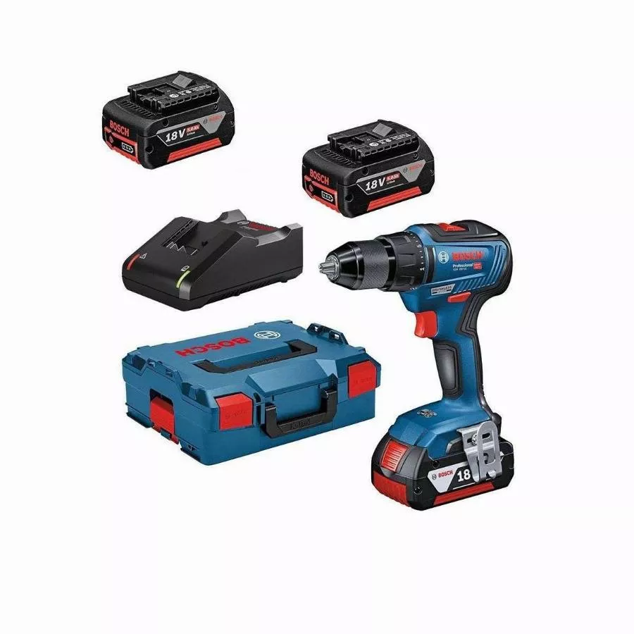 Perceuse-visseuse sans-fil GSR 18V-55 + BOSCH - avec 3 batteries 18V 5.0Ah - chargeur -L-Boxx - 0615990L8D