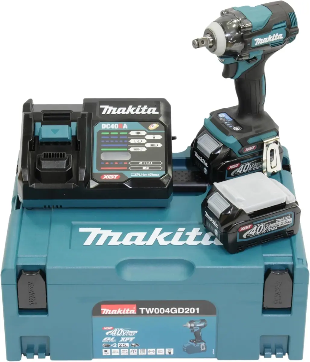 Boulonneuse 1/2’’ 350 Nm  40V XGT - MAKITA - avec 2 batteries 2.5 Ah - chargeur - MAKPAC - TW004GD201