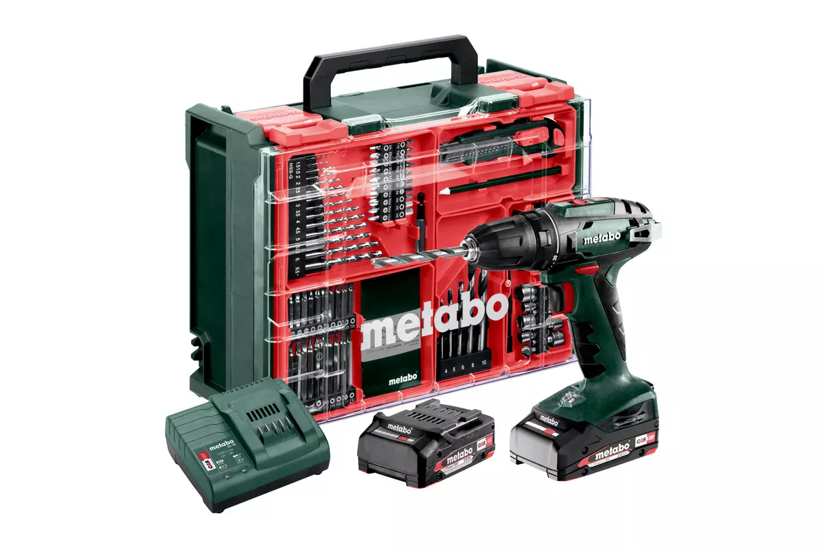 Perceuse-visseuse sans fil 18V BS18 - METABO - avec 2 batteries 18V 2,0 Ah - chargeur et coffret d'accessoires - 602207710
