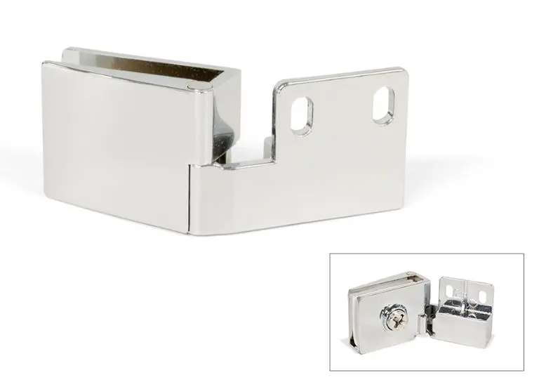 Lot de 2 charnières pour portes rentrantes en verre finition chromée mat