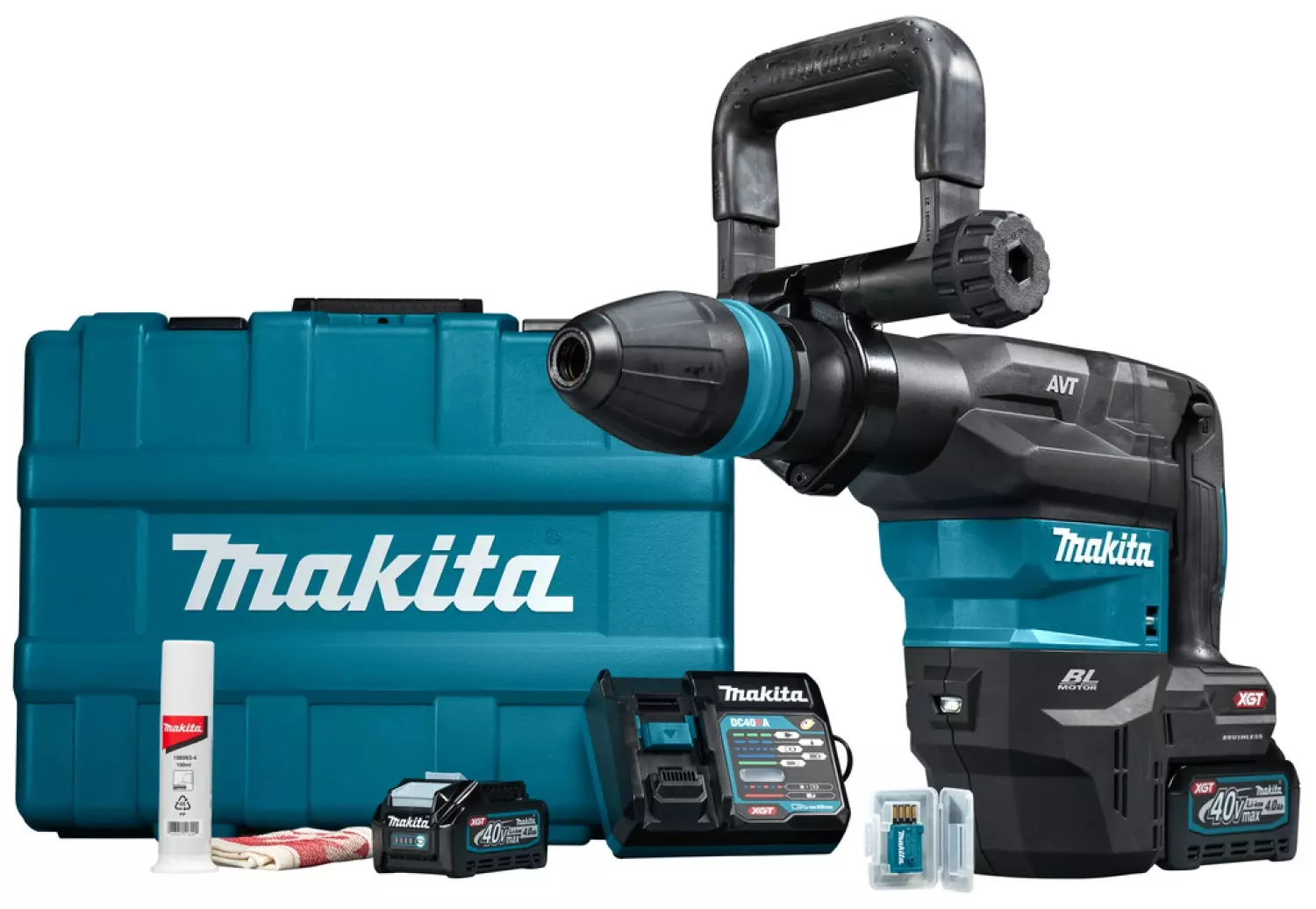 Perforateur-burineur SDS+ 40V Max XGT - MAKITA - avec 2 batteries 40V 4.0Ah - chargeur - Bluetooth - MakPac - DC40RA - HR005GM202