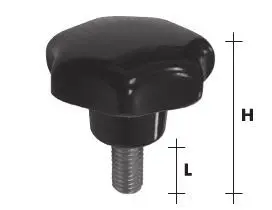 Bouton étoile bakélite noir tige filetée