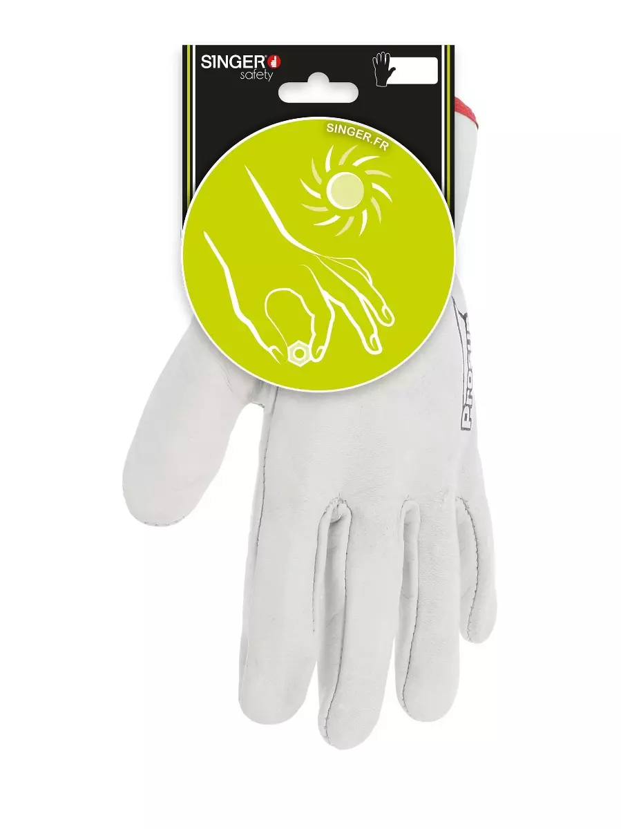 Gant tout fleur de bovin. Coloris naturel. Serrage élastique - SINGER - C50F