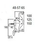 Charnière Moustache 21202 125x57-[Finition:RO]