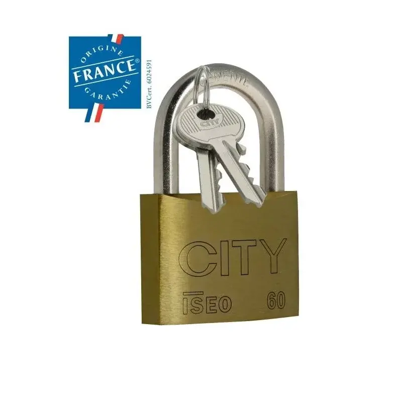 Cadenas CITY 35 mm - Laiton et anse acier - 2 clés - ISEO - 2042101