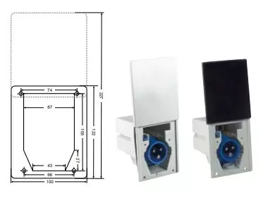 Fiche d'alimentation CEI pour caravane avec couvercle coulissant noir - SCHWABE - 61462