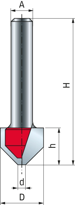 Mèche rainurer en V FREUD 2 tranchants - Pour le pliage de panneaux ACM - F03FR