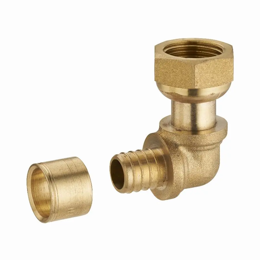 Coude à glissement pour tube PER NOYON & THIEBAULT - A visser femelle écrou libre F1/2' (15x21) - Bague en laiton - 3189