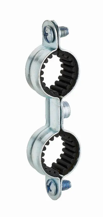 Collier de fixation isophonique double en acier zingué pour tube NOYON & THIEBAULT - Pas de vis m7x150 Sachet 5 pces - 711-S5