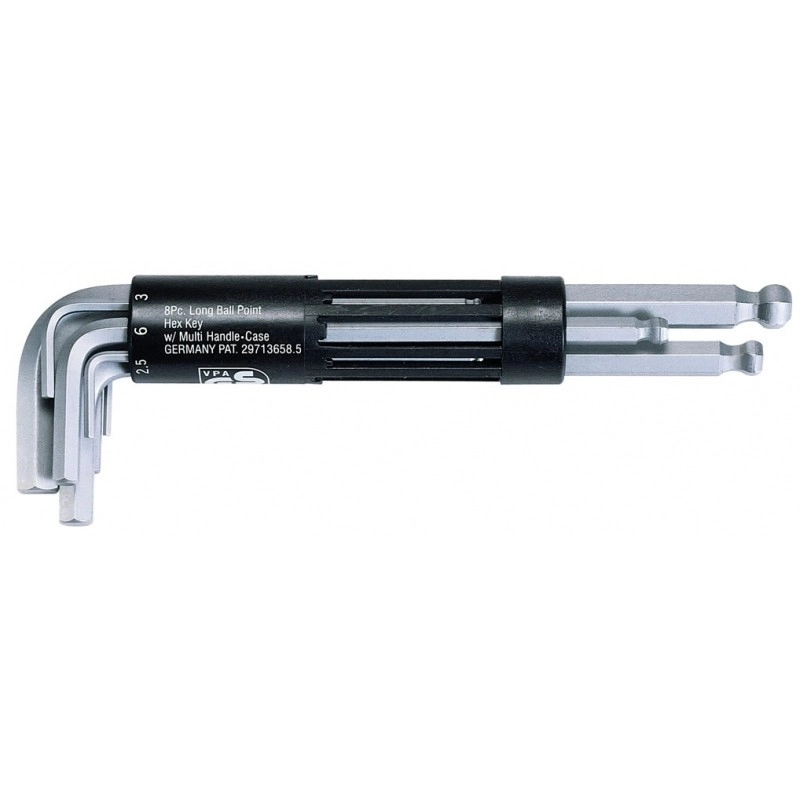 Jeu de clés mâles 6 pans tête sphérique longues KS TOOLS - 2-2.5-3-4-5-6-8-10 mm - 151.2100